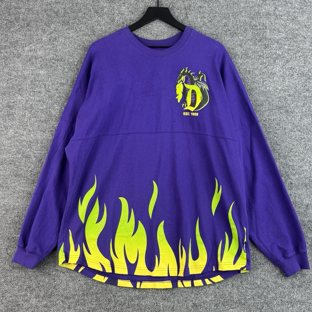 Disney Spirit Jersey Unisex XL Purple Maleficent Dragon Flames Disneyland Rare